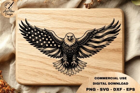 American Eagle Flag Engraving SVG