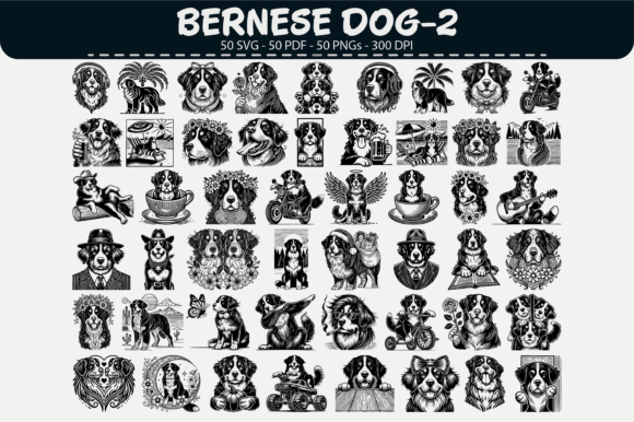 Bernese Dog Vector Clipart – 50 Adorable Designs