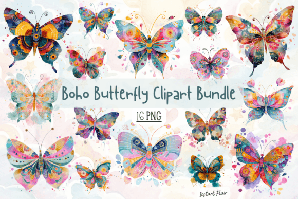 Boho Butterfly Clipart Bundle: Creative Possibilities for Digital and Print Projects