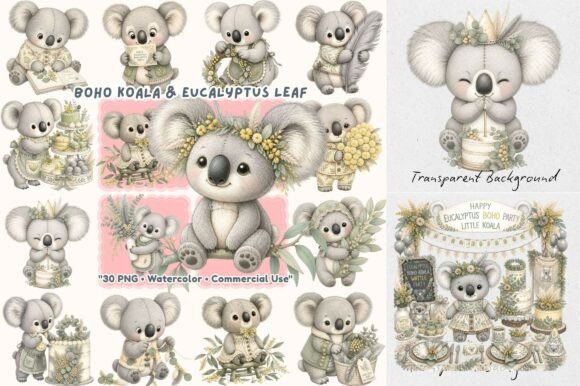 Boho Eucalyptus Koala Watercolor: A Fresh Design Resource