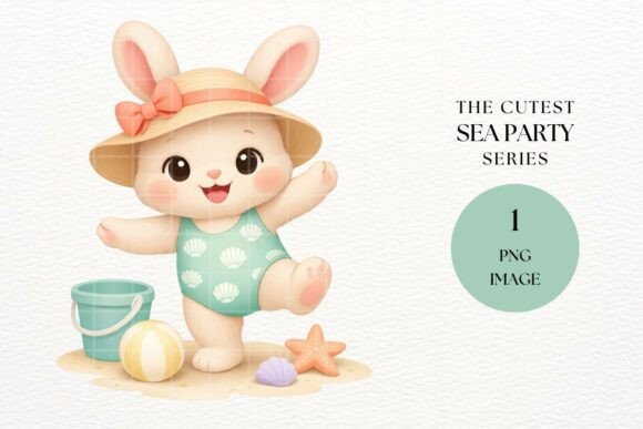Cute Beach Bunny Clipart PNG: Enhancing Creativity Across Design Projects