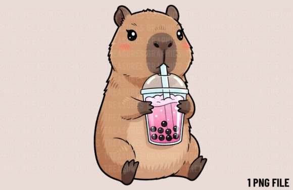 Cute Capybara Kawaii Animal Clipart PNG: A Versatile Choice for Digital Design Projects