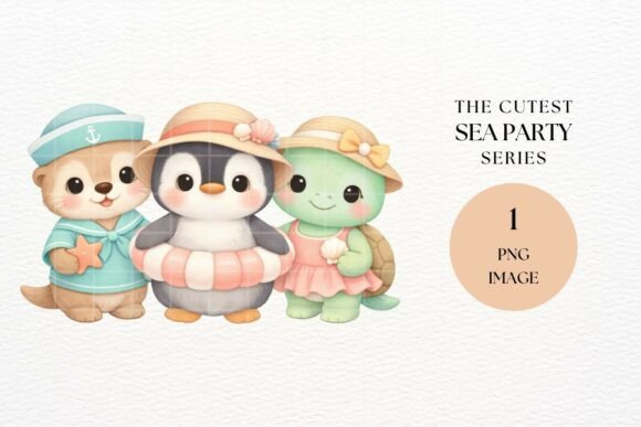 Cute Summer Ocean Animal Trio Clipart