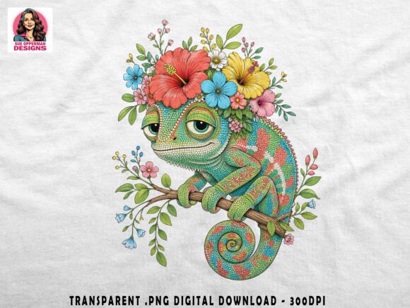 Floral Chameleon Cute PNG: A Playful Design for Cheerful Projects