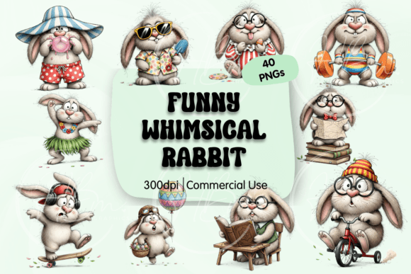 Funny Whimsical Rabbit PNG Clipart: A Versatile Design Resource for Creative Projects