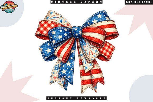 Independence Day Patchwork Bow PNG: A Versatile Design Element for Patriotic Projects