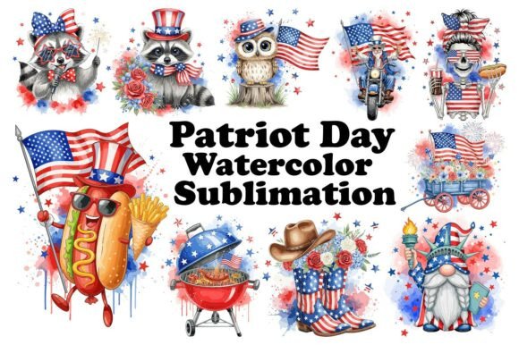 Patriot Day Watercolor Sublimation Set: Creative Tools for Patriotic Projects