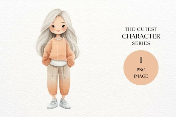 Peach Ombre Streetwear Girl Clipart PNG: A Creative Design Essential