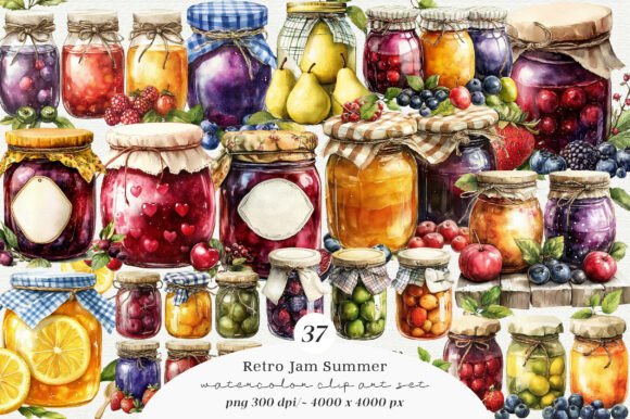 Retro Jam Summer Clipart PNG: A Versatile Design Asset for Creative Projects