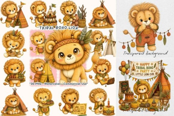 Tribal Boho Lion Cub Watercolor: A Creative Designer’s Dream