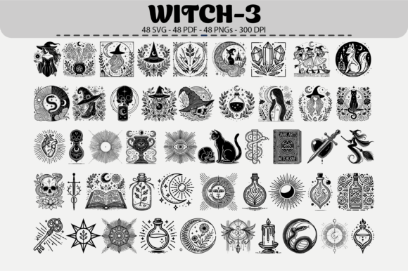 Unlocking Creativity with the Witchcraft Clipart Set – 48 Designs