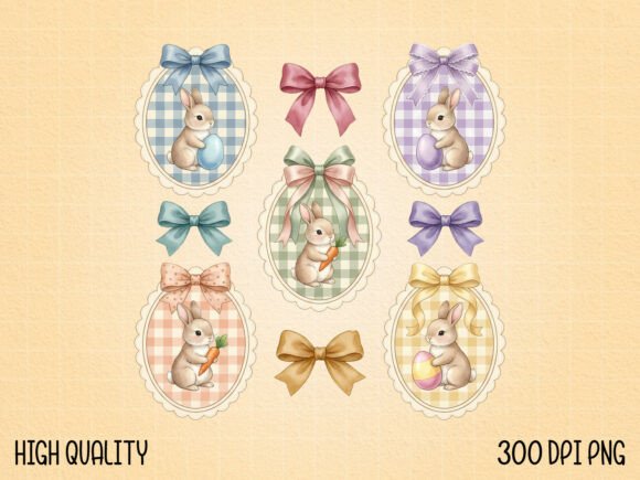 Vintage Easter Bunny Frame PNG Bundle