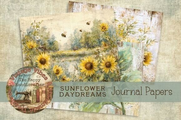 Vintage Sunflower Journal Papers