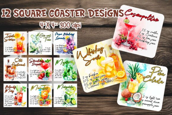 Watercolor Cocktail Coaster Bundle PNG: A Creative and Practical Addition to Home Entertaining