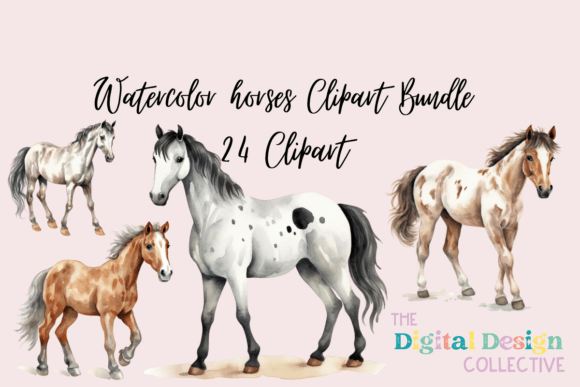 Watercolor Horses Clipart Bundle: Elevate Your Creative Projects with Artistic Flair