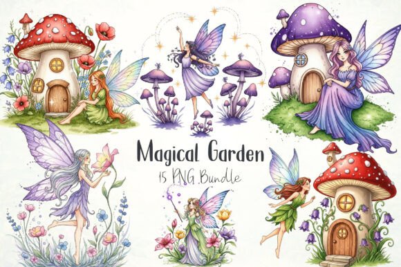 Watercolor Magical Garden Purple Fairies: A Creative Asset for Modern Design Entrepreneurs