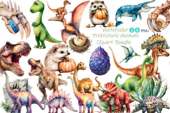 Watercolor Prehistoric Animals: A Creative Resource for Diverse Design Projects